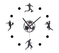 Relaxdays Horloge Murale pour Les Fans de Football, à Coller, diamètre Ø 50-100 cm, Chambre d’Enfant, Noir et Blanc