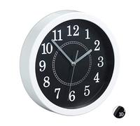Relaxdays Horloge Murale Ronde, diamètre 20 cm, Petite Pendule à accrocher au Mur, Design Classique, Analogue, à Piles, Noir-Blanc