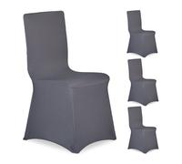 Relaxdays Housse de chaise en lot de 12 anthracite