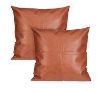 Relaxdays Housse de coussin marron en lot de 2