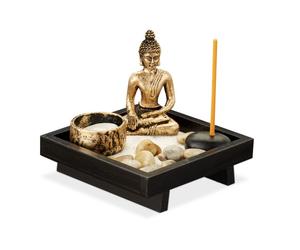 Relaxdays Jardin Zen avec Bouddha en lot de 2
