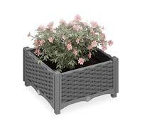 Relaxdays Jardinière, Aspect rotin, H x L x P : 23 x 40 x 40 cm, pour Le Balcon, Le Jardin ou la terrasse, Grise