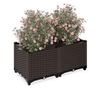 Relaxdays Jardinière, aspect rotin, H x L x P : 38 x 80 x 40 cm, pour le balcon, le jardin ou la terrasse, marron
