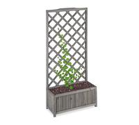 Relaxdays Jardinière avec Treillis Espalier Tuteur Plantes grimpantes bac à Fleurs Bois Vigne Lierre 35L, 150cm, Gris, XL