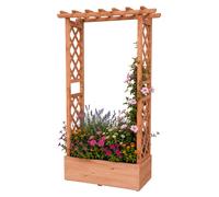 Relaxdays, jardinière avec treillis et toit, dimensions : 152 x 78 x 36 cm, bac à fleurs avec support grimpant, pour balcon et jardin, en bois, couleur orange