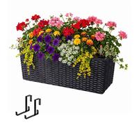 Relaxdays jardinière balcon auto-arrosage 19x50x19 cm, support balustrade, insert + indicateur, PP noir