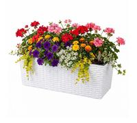 Relaxdays Jardinière de balcon auto-arrosage, 19 x 50 x 19 cm, pour rambarde, insert et témoin niveau, PP, noir