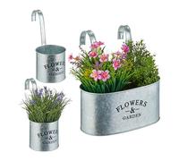 Relaxdays Jardinière d'extérieur pour Le Balcon, en Lot de 3, à Suspendre, Fer revêtu de Zinc, argentée