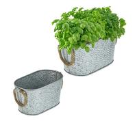 Relaxdays Jardinière en zinc en lot de 2