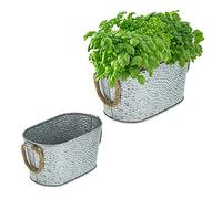 Relaxdays Jardinière en zinc en lot de 2