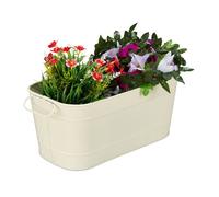 Relaxdays jardinière métal vintage pour jardin, balcon et rebord de fenêtre, à planter, 16×38×19 cm, crème