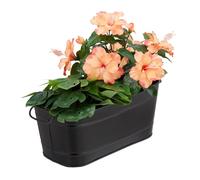 Relaxdays jardinière pour jardin, balcon ou rebord de fenêtre à planter, style vintage en métal, 16×38×19 cm, noire
