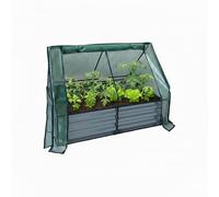 Relaxdays Jardinière surélevée avec Serre pour Fleurs, Plantes et légumes, 92x125x95 cm, Gris Clair