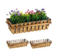 Relaxdays Jardinières Bacs À Fleurs Balcon Pots De Fleurs Bac Extérieur Lot De 3 Plantes Marron