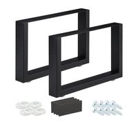 Relaxdays Jeu de 2 pieds de table noirs