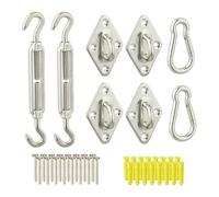Relaxdays Kit de Fixation pour Voile d'ombrage, 40 pièces, Acier Inoxydable, tendeurs, mousquetons, œillets, argenté