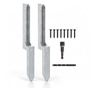 Relaxdays Kit réparation poteau clôture, argenté | lot de 2, 85,4 cm, ancrage poteau incliné, acier, support