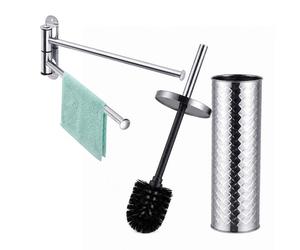 Relaxdays Kit sdb : porte-serviettes et brosse WC