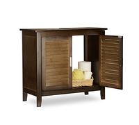 Relaxdays Lamell Marron foncé Meuble sous évier, Bambou, DE SALLE DE BAIN, lavabo Placard, Meuble de rangement, H x L x P : 60 x 67 x 30 cm