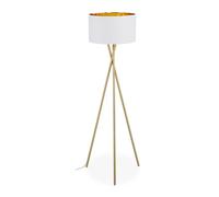 Relaxdays Lampadaire trépied blanc et or