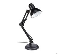 Relaxdays Lampe bureau retro, bras articulé flexible,Veilleuse lecture Bureau, métal, E27, HlP: 50x27x15 cm, noire