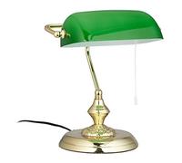 Relaxdays Lampe de banquier abat-jour vert bureau table lampe de table laiton vintage bibliothèque 31x22,5x18,5 cm, vert