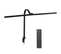 Relaxdays Lampe de bureau, télécommande et tactile, lampe LED double tête, 80 cm de large, lampe à pince col de cygne, noir