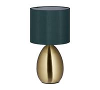 Relaxdays Lampe de chevet avec abat-jour, douille E14, câble, H x D : 32 x 18 cm, doré et vert