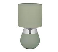 Relaxdays Lampe de chevet, abat-jour, douille E14, câble, vert et argenté | H x D : 32 x 18 cm, pour la chambre