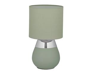 Relaxdays Lampe de chevet, abat-jour, douille E14, câble, vert et argenté | H x D : 32 x 18 cm, pour la chambre