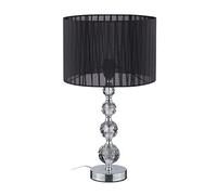 Relaxdays Lampe de Chevet, Aspect Cristal, Douille E27, Abat-Jour Rond, H x D : 54 x 29,5 cm, Chambre et Salon, Noir