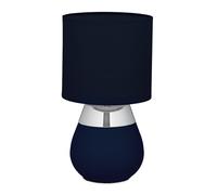 Relaxdays Lampe de Chevet, Abat-Jour, Douille E14, câble, H x D : 32 x 18 cm, pour la Chambre, Bleu et argenté