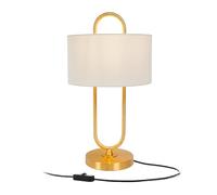 Relaxdays Lampe de Chevet en U avec Abat-Jour en Lin, E27, câble, Blanc/doré, 55 x 30,5 x 30,5 cm