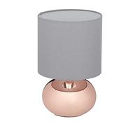 Relaxdays Lampe de Chevet, luminaire Rond, Tactile, HxD: 27,5x18cm, E14, éclairage sur Pied avec Abat-Jour, cuivre/Gris