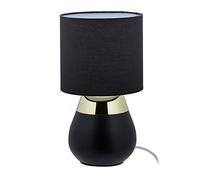 Relaxdays Lampe de Chevet Tactile, Douille : E14, lumière indirecte, avec Abat-Jour, H x D : 32 x 18 cm,. Noire