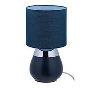 Relaxdays Lampe de Chevet Tactile, Douille : E14, lumière indirecte, avec Abat-Jour, H x D : env. 32 x 18 cm, Bleu foncé