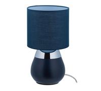 Relaxdays Lampe de chevet tactile, douille : E14, lumière indirecte, avec abat-jour, H x D : env. 32 x 18 cm, bleu foncé