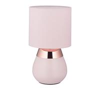 Relaxdays Lampe de Chevet Tactile, éclairage Salon et Chambre, Abat-Jour Tissu, E14, H x D : env. 32 x 18 cm, Rose