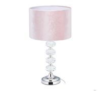 Relaxdays Lampe de chevet velours et cristal 47 x 26 cm douille E14 Rose pour table et chambre