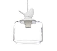 Relaxdays Lampe de plafond luminaire lampe à suspension abat-jour verre oiseau design retro déco vintage, transparent