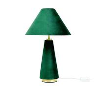 Lampe de table Relaxdays, abat-jour velours et pied métal, E14, H 47 x 30 cm, lampe chevet avec câble, chambre, vert/or.