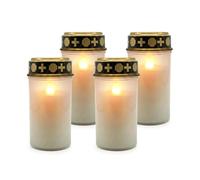 Relaxdays Lampe funéraire LED, 4 pièces, flamme scintillante, à piles, résistante, en plastique, bougie cimetière