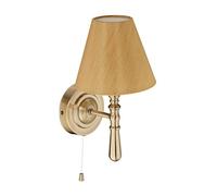 Relaxdays Lampe murale abat-jour, intérieur; interrupteur, entrée et salon;E14, tissu, métal, HxlxP: 28x16x19, laiton