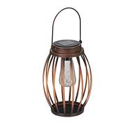 Relaxdays Lampe Solaire pour extérieur, avec Guirlande LED, métal, Jardin, Balcon & terrasse, lumière décorative, Marron