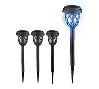 Relaxdays Lampe Solaire pour extérieur en Set de 4, Lanterne LED. avec Piquet, HD : 42,5x10 cm, Noire et Transparente