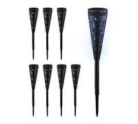 Relaxdays Lampe Solaire pour extérieur, Set de 8, Originale, Ressemble à Une Torche, avec Piquet, HD : 41x7 cm, Noire