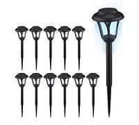 Relaxdays Lampe solaire pour votre extérieur, en set de 12, LED, avec piquet, éclairage moderne, HD : 39 x 11 cm, noire