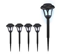 Relaxdays Lampe solaire pour votre extérieur, en set de 5, LED, avec piquet, éclairage moderne, HD : 39 x 11 cm, noire