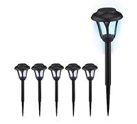 Relaxdays Lampe solaire pour votre extérieur, en set de 6, LED, avec piquet, éclairage moderne, HD : 39 x 11 cm, noire