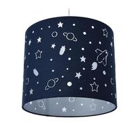 Relaxdays Lampe Suspendue Enfant, Motif Espace, 131x30 cm, E27, Suspension pour Filles et garçons, Bleue
